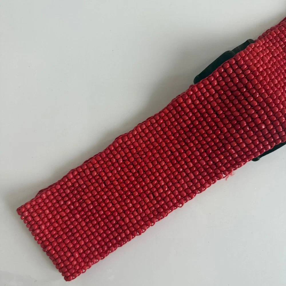 Beaded Belt with Wooden Buckle Detail‎